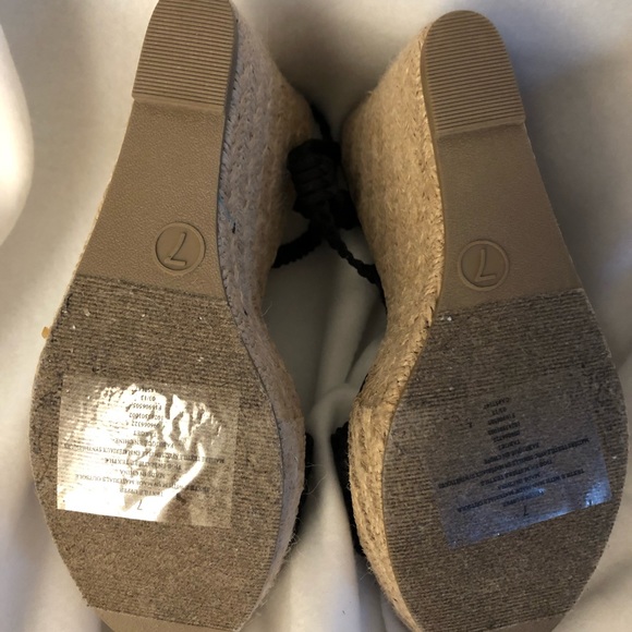 Black Wedge Sandals Macrame with Espadrille Heels - Picture 3 of 8